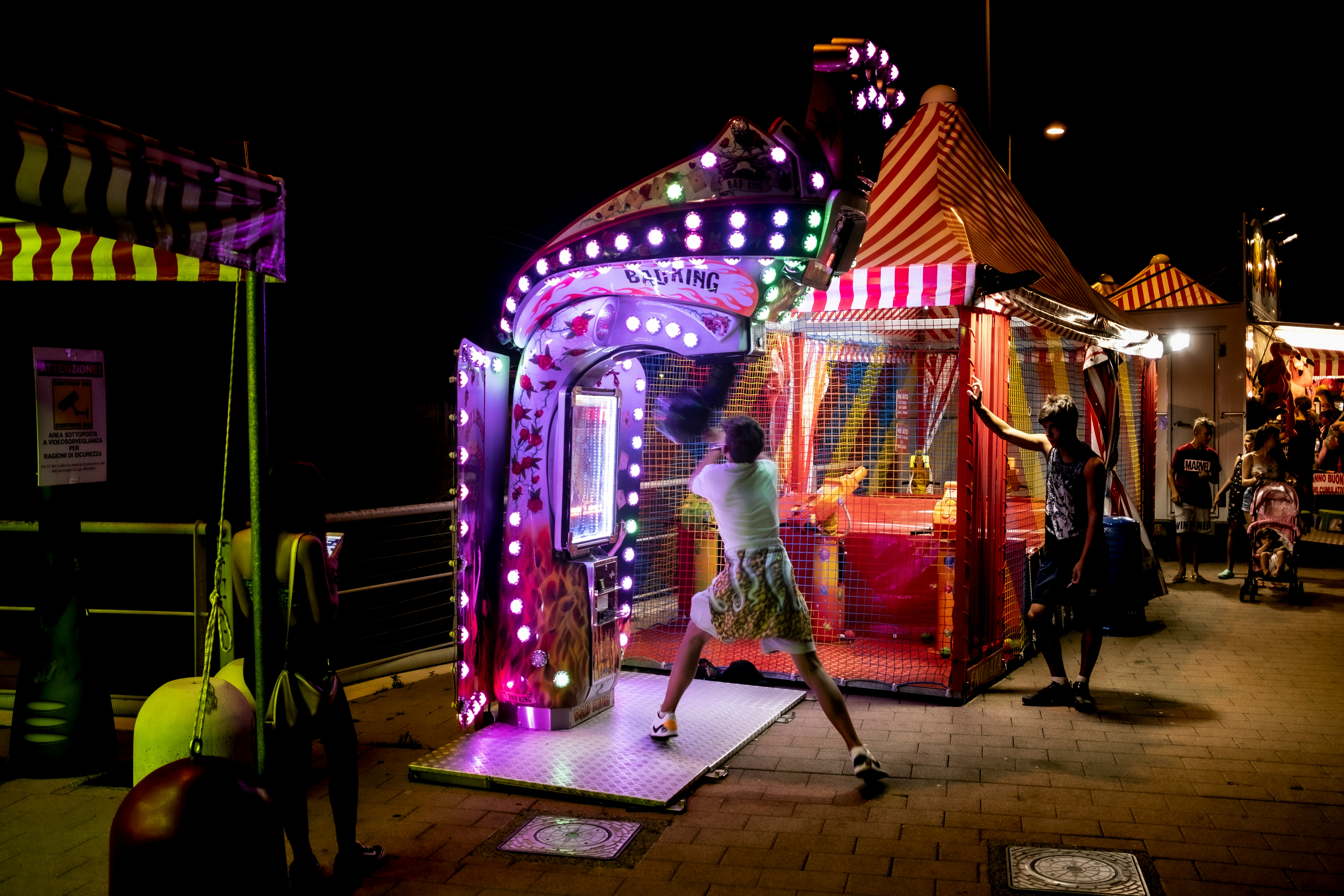 lighted amusement booth